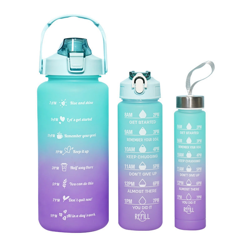 3 Piece Colored Plastic Cup Set with Large Volume, Water Bottle for Sports, Outdoor Travel, Gym, Portable Cups for Students with Rainbow