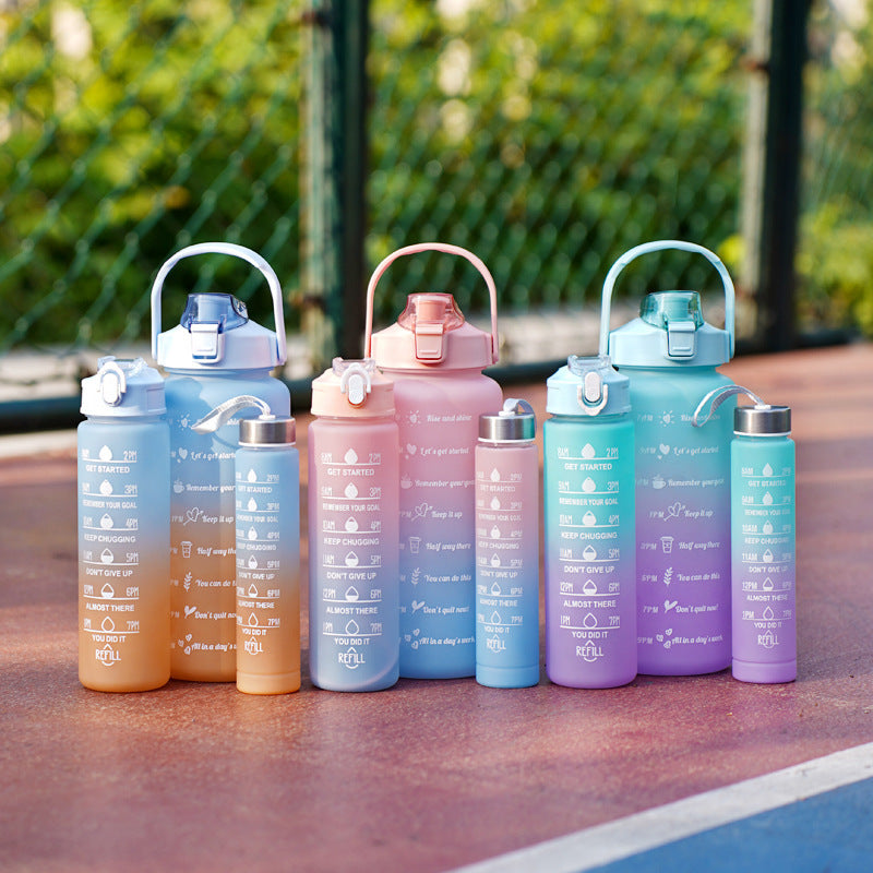 3 Piece Colored Plastic Cup Set with Large Volume, Water Bottle for Sports, Outdoor Travel, Gym, Portable Cups for Students with Rainbow
