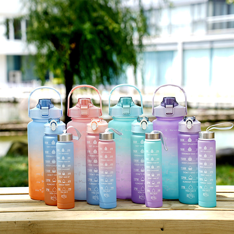 3 Piece Colored Plastic Cup Set with Large Volume, Water Bottle for Sports, Outdoor Travel, Gym, Portable Cups for Students with Rainbow