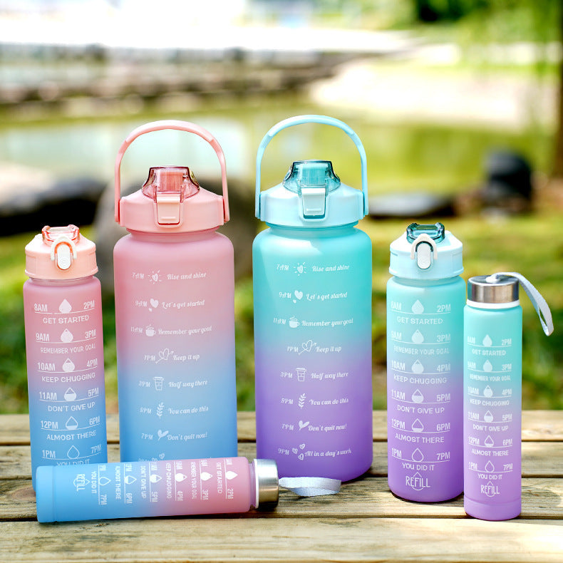 3 Piece Colored Plastic Cup Set with Large Volume, Water Bottle for Sports, Outdoor Travel, Gym, Portable Cups for Students with Rainbow