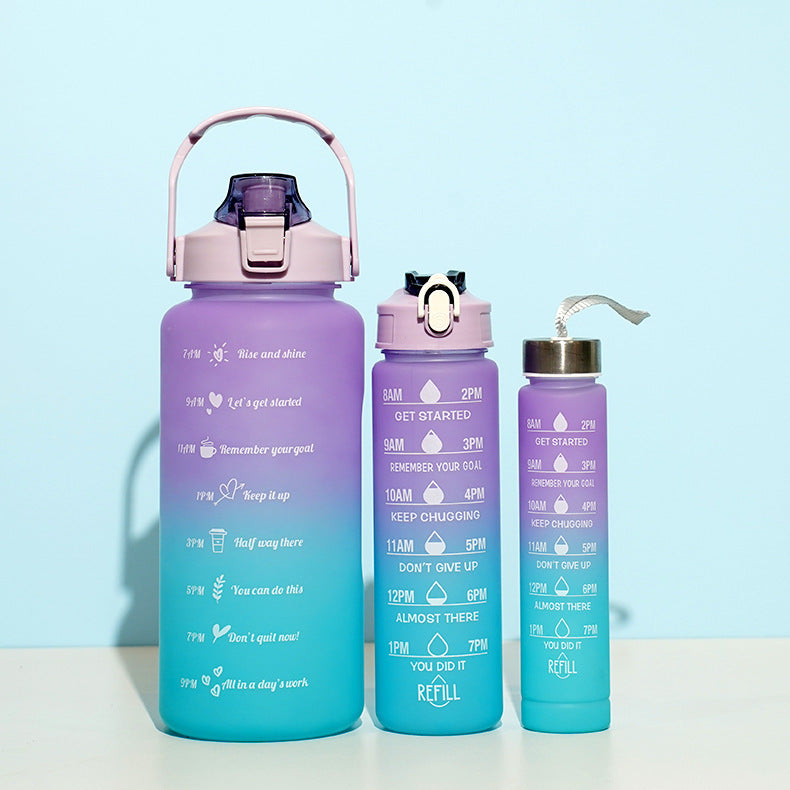 3 Piece Colored Plastic Cup Set with Large Volume, Water Bottle for Sports, Outdoor Travel, Gym, Portable Cups for Students with Rainbow