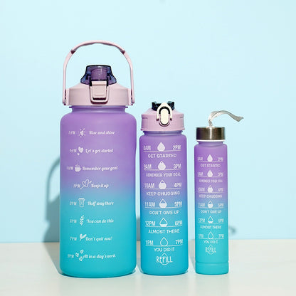 3 Piece Colored Plastic Cup Set with Large Volume, Water Bottle for Sports, Outdoor Travel, Gym, Portable Cups for Students with Rainbow