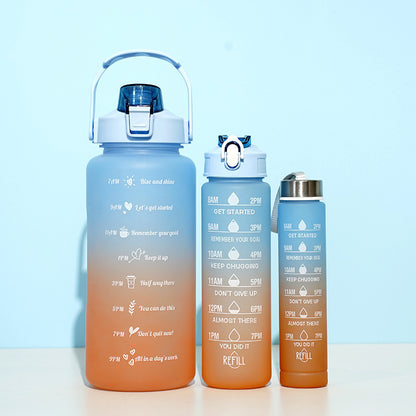 3 Piece Colored Plastic Cup Set with Large Volume, Water Bottle for Sports, Outdoor Travel, Gym, Portable Cups for Students with Rainbow